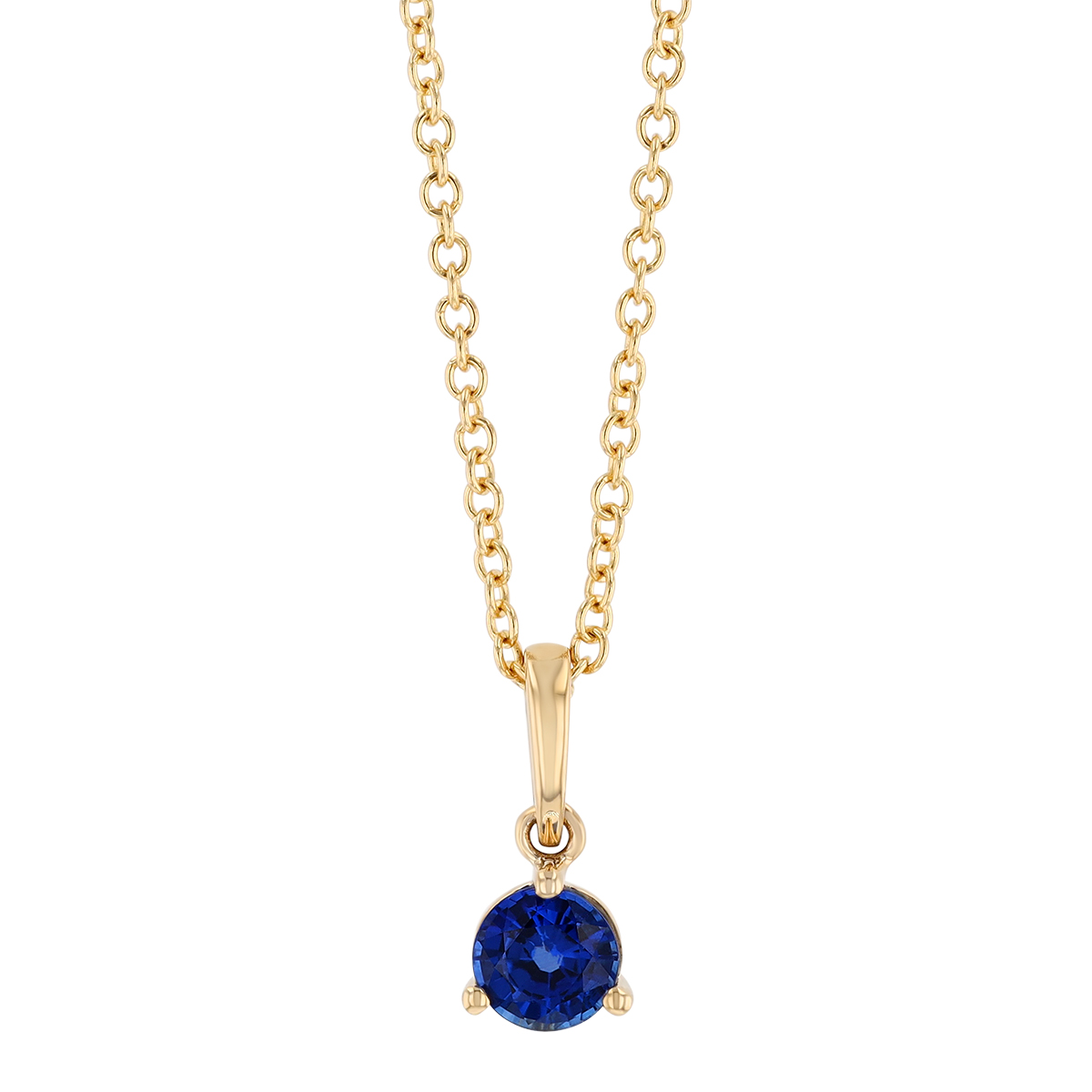 Round Sapphire Solitaire Pendant in Yellow Gold, 18