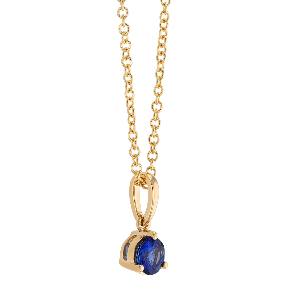 Round Sapphire Solitaire Pendant in Yellow Gold, 18