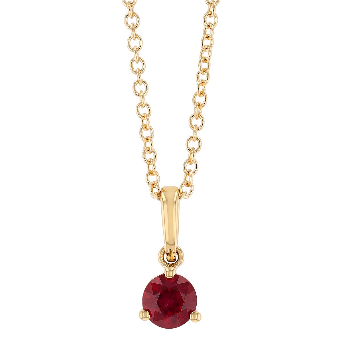 Round Ruby Solitaire Pendant in Yellow Gold, 18