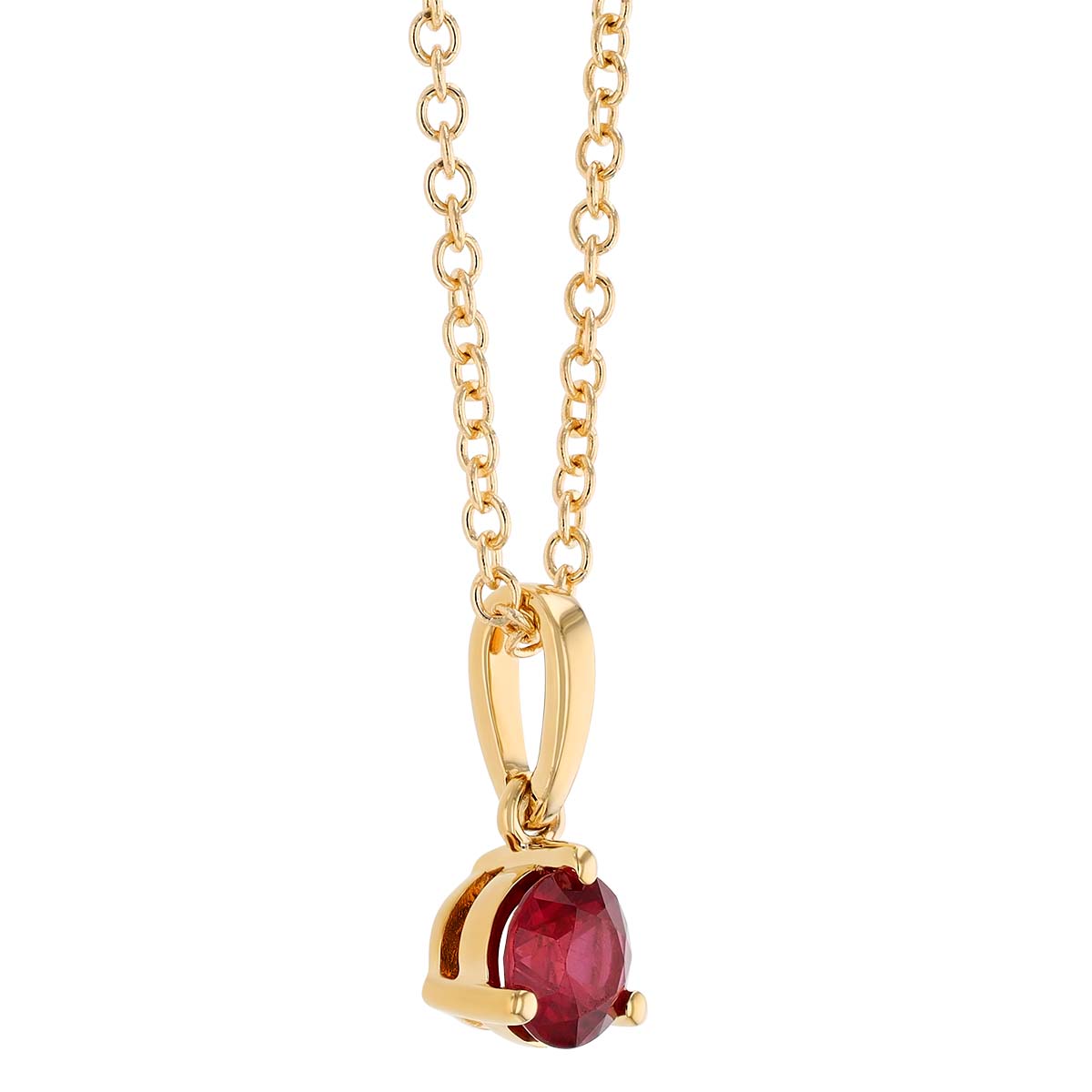 Round Ruby Solitaire Pendant in Yellow Gold, 18