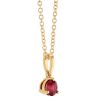 Round Ruby Solitaire Pendant in Yellow Gold, 18"