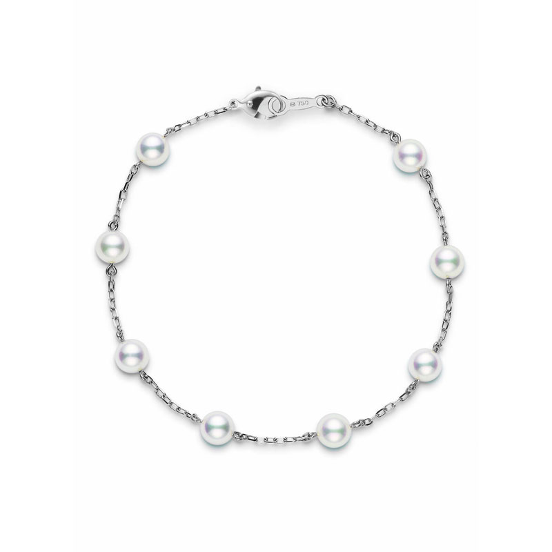 Mikimoto Akoya Cultured Pearl Station Bracelet in White Gold, 7