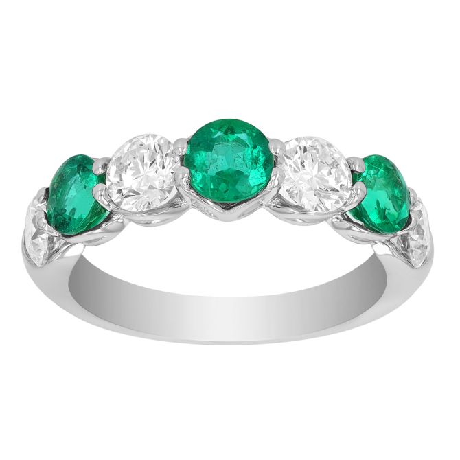 J.B. Star Round Emerald & Diamond Band in Platinum