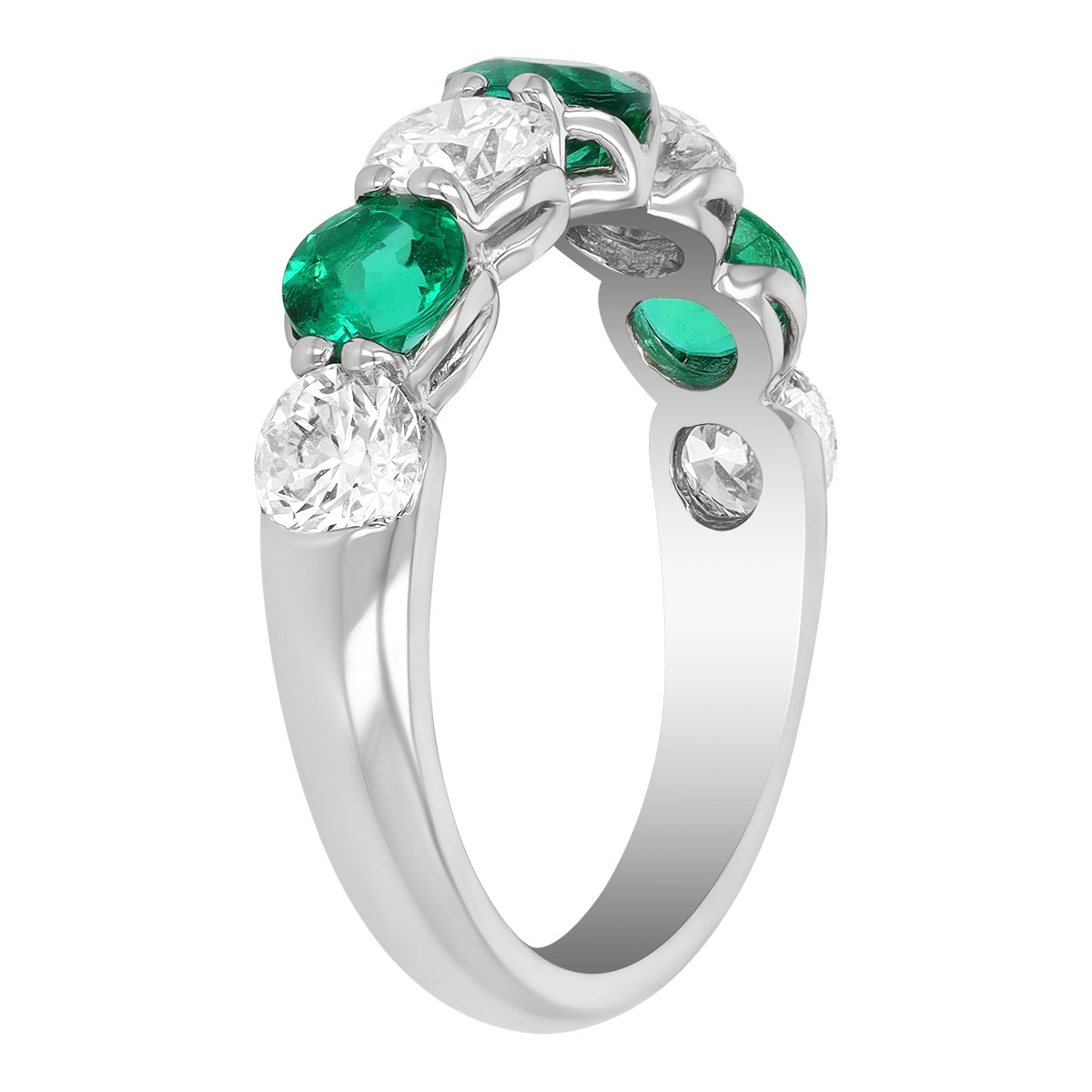 J.B. Star Round Emerald & Diamond Band in Platinum