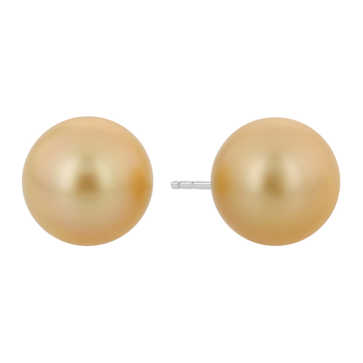 TARA Pearls Golden South Sea Cultured Pearl Stud Earrings in White Gold, 11-12 mm