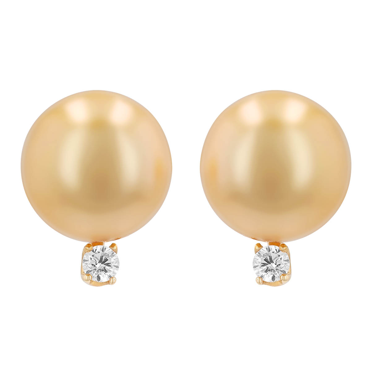 TARA Pearls Golden South Sea Cultured Pearl & Diamond Stud Earrings in Yellow Gold