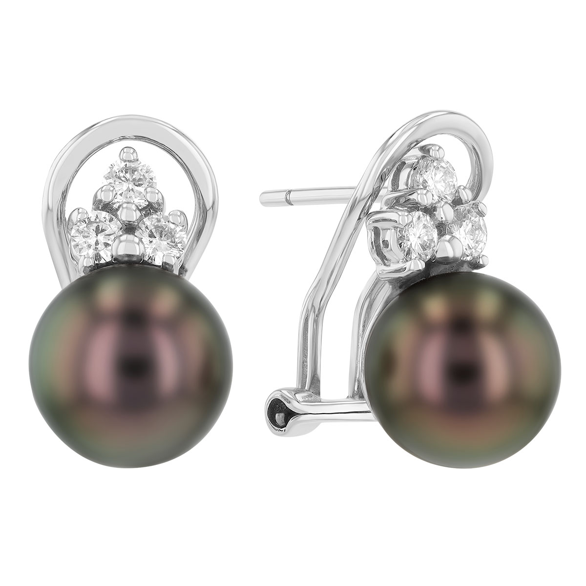TARA Pearls Tahitian South Sea Cultured Pearl & Diamond Cluster Drop Earrings in White Gold