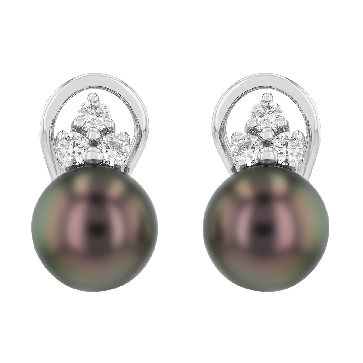 TARA Pearls Tahitian South Sea Cultured Pearl & Diamond Cluster Drop Earrings in White Gold
