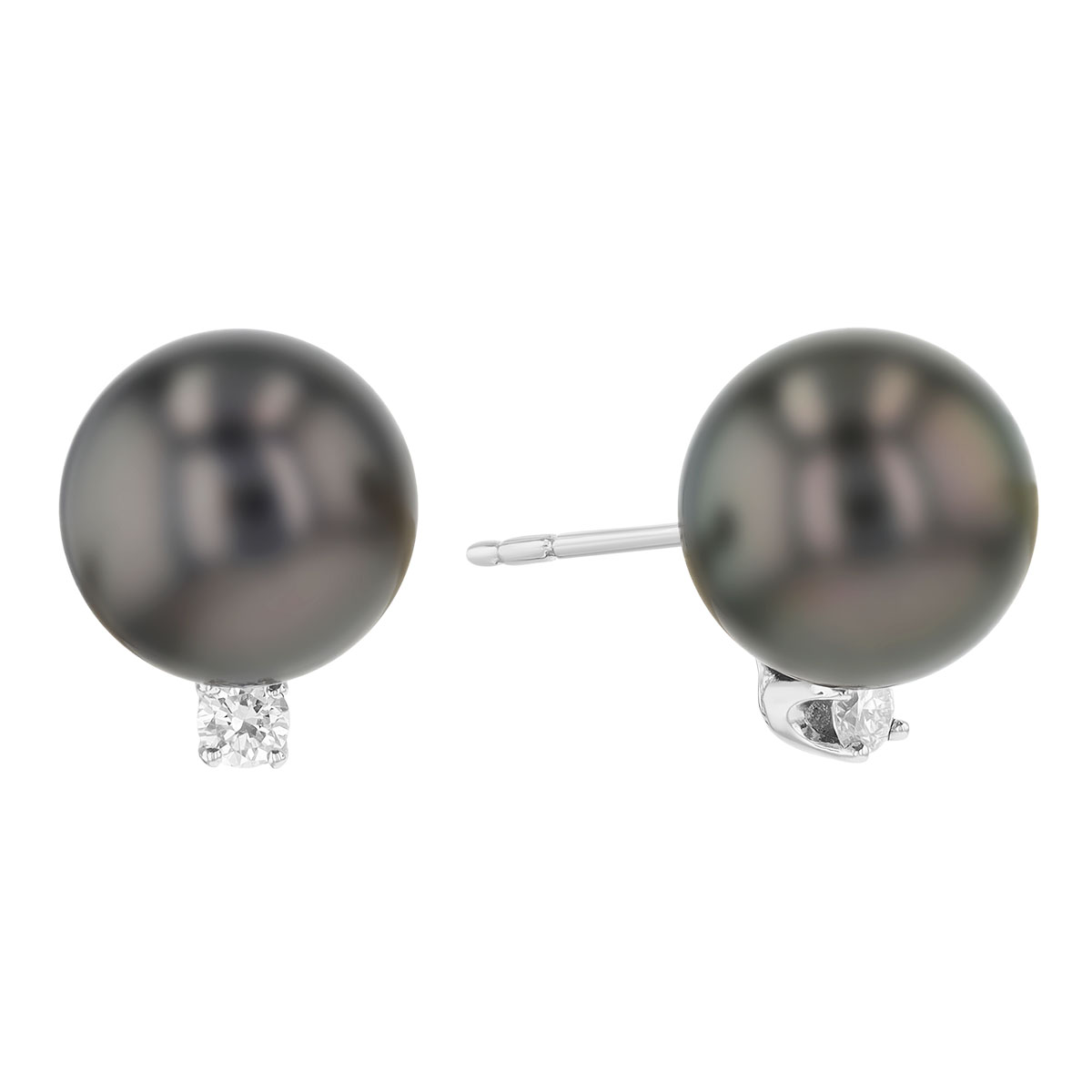 TARA Pearls Tahitian South Sea Cultured Pearl & Diamond Stud Earrings in White Gold, 8-9 mm
