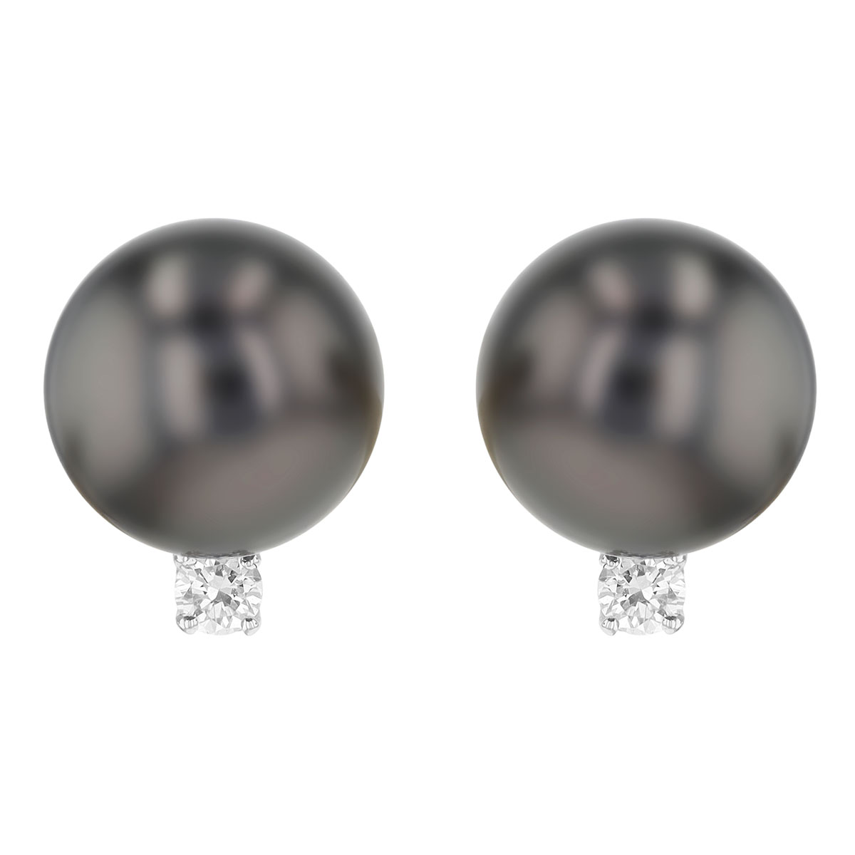 TARA Pearls Tahitian South Sea Cultured Pearl & Diamond Stud Earrings in White Gold, 8-9 mm