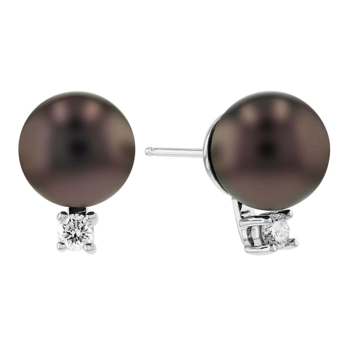 TARA Pearls Tahitian South Sea Cultured Pearl & Diamond Stud Earrings in White Gold, 10-11 mm