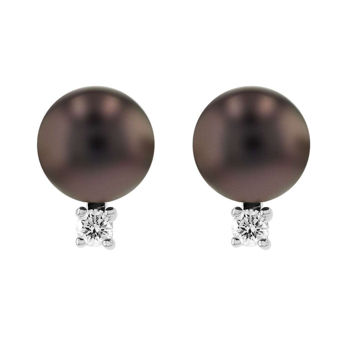 TARA Pearls Tahitian South Sea Cultured Pearl & Diamond Stud Earrings in White Gold, 10-11 mm