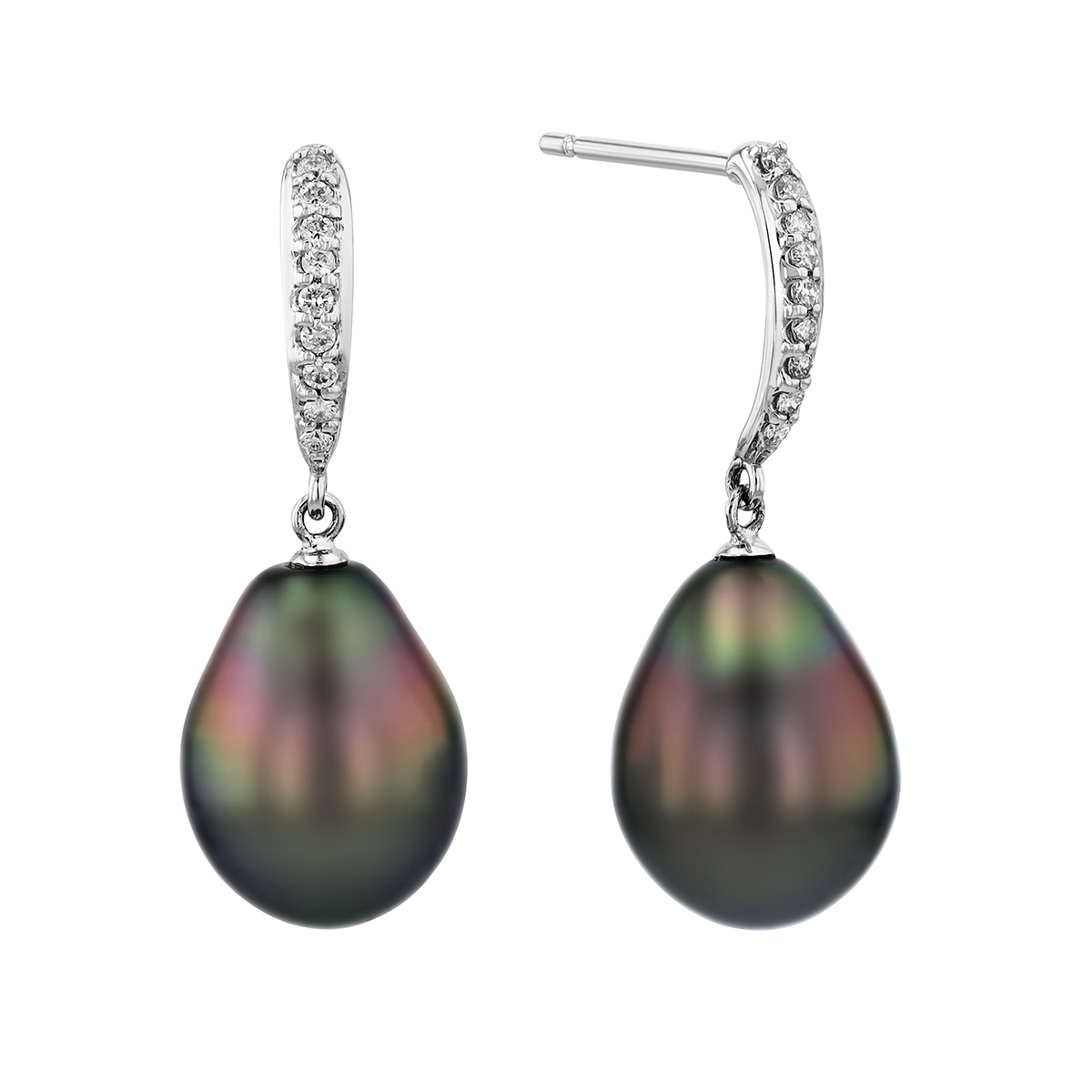 TARA Pearls Tahitian South Sea Cultured Pearl & Diamond Dangle Earrings in White Gold