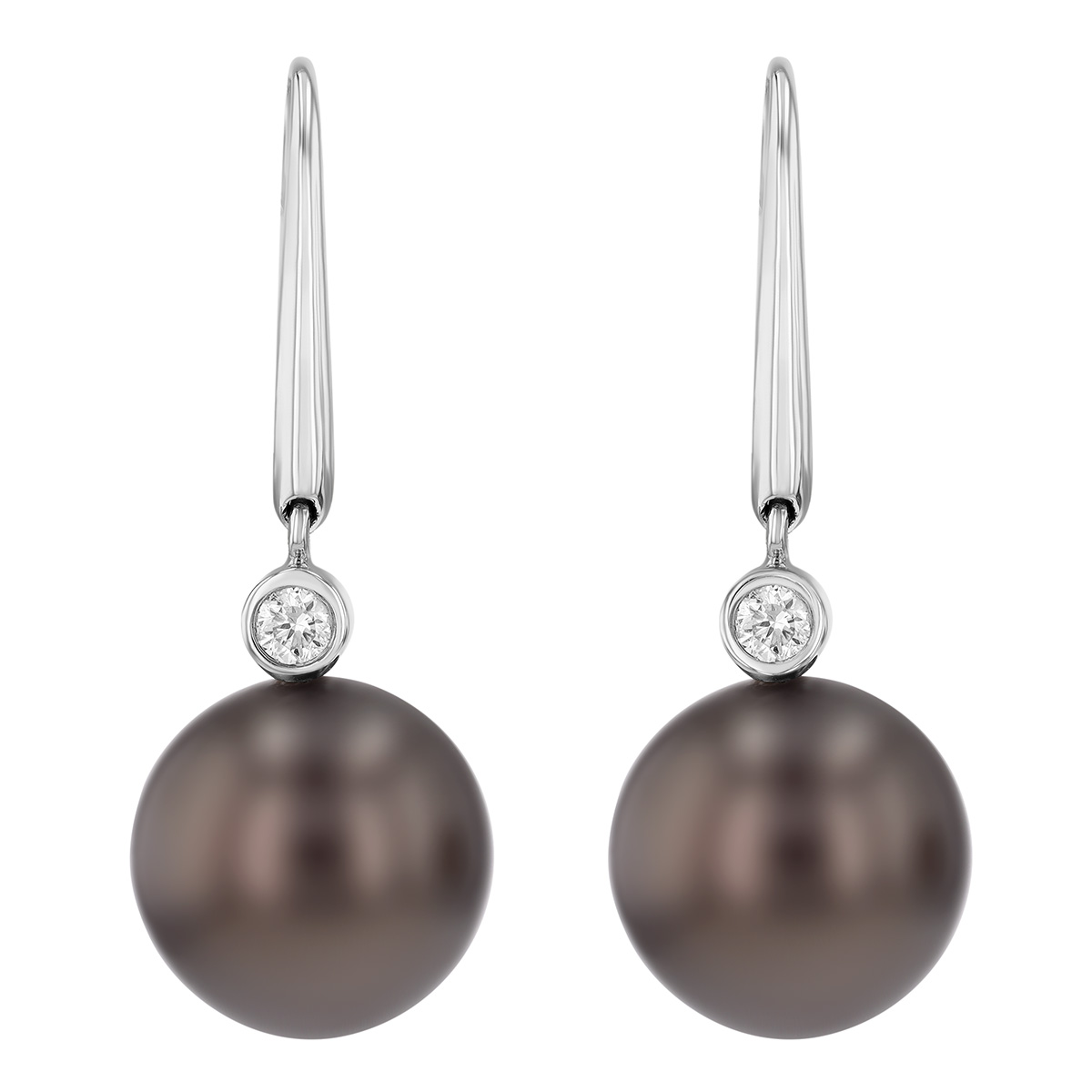 TARA Pearls Tahitian South Sea Cultured Pearl & Diamond Bezel Dangle Earrings in White Gold