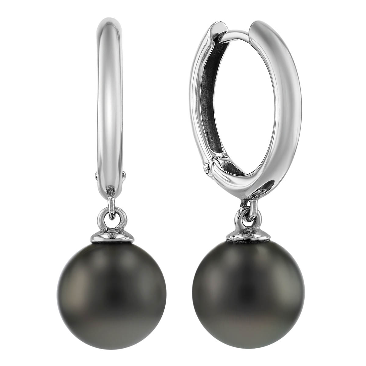 TARA Pearls Tahitian South Sea Cultured Pearl Dangle Hoop Earrings in White Gold, 9-10 mm