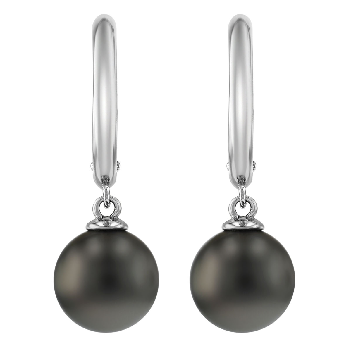 TARA Pearls Tahitian South Sea Cultured Pearl Dangle Hoop Earrings in White Gold, 9-10 mm