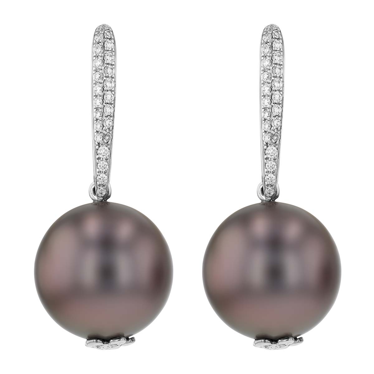 TARA Pearls Tahitian South Sea Cultured Pearl & Diamond Pavé Dangle Earrings in White Gold, 12-13 m