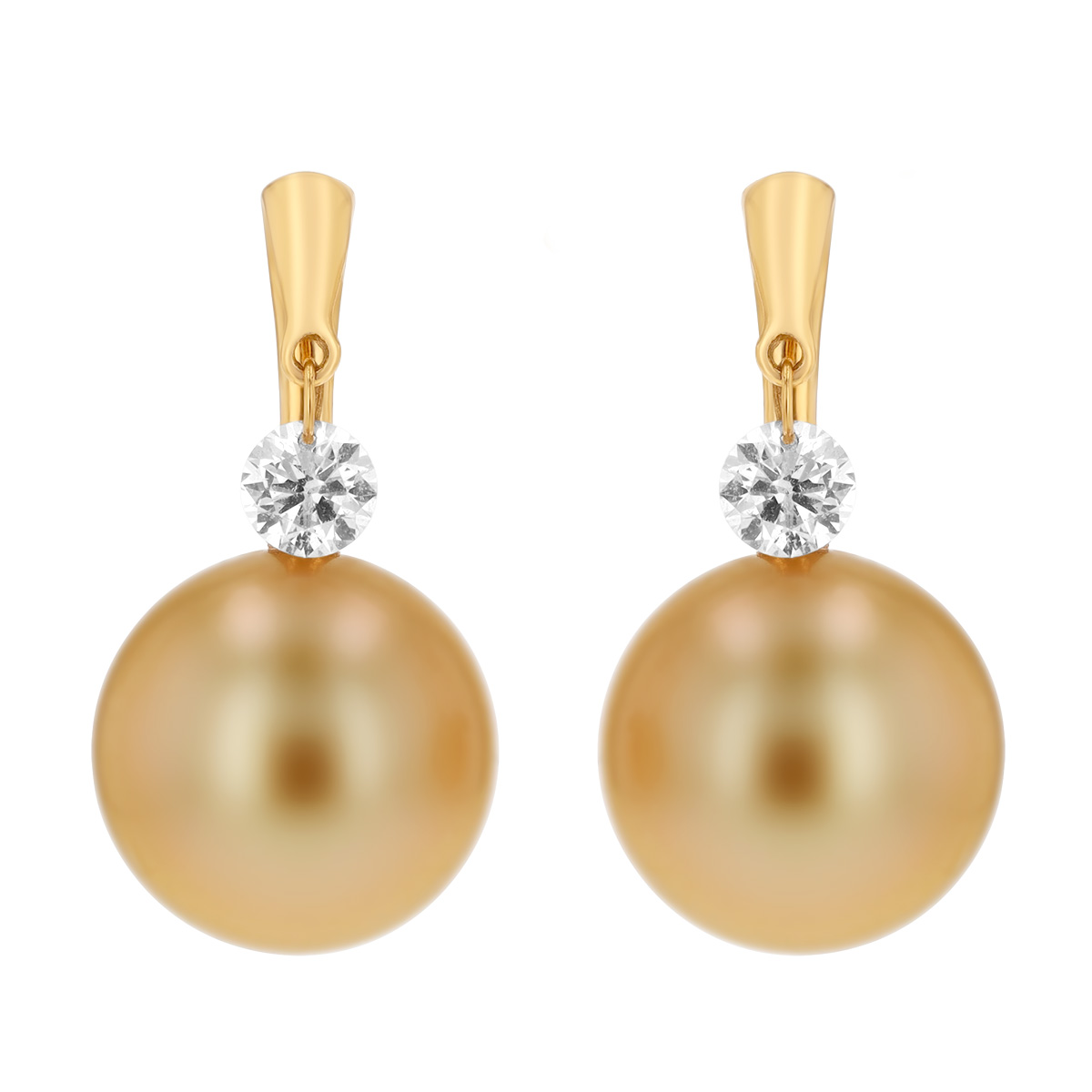 TARA Pearls Golden South Sea Cultured Pearl & Diamond Drop Earrings in Yellow Gold