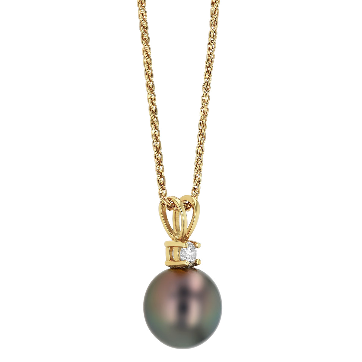 TARA Pearls Tahitian South Sea Cultured Pearl & Diamond Pendant in Yellow Gold, 18