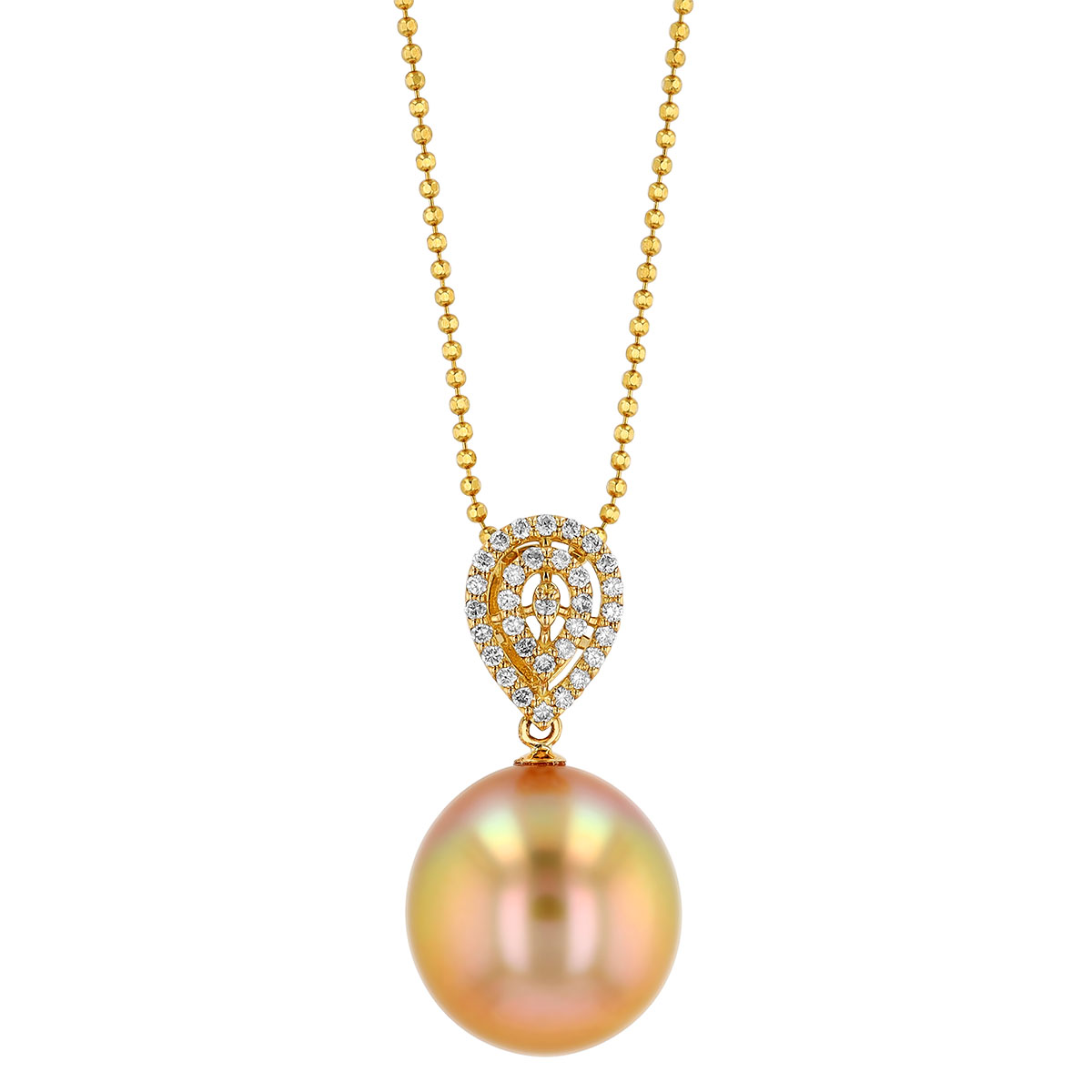 TARA Pearls Golden South Sea Cultured Pearl & Diamond Pendant in Yellow Gold, 18