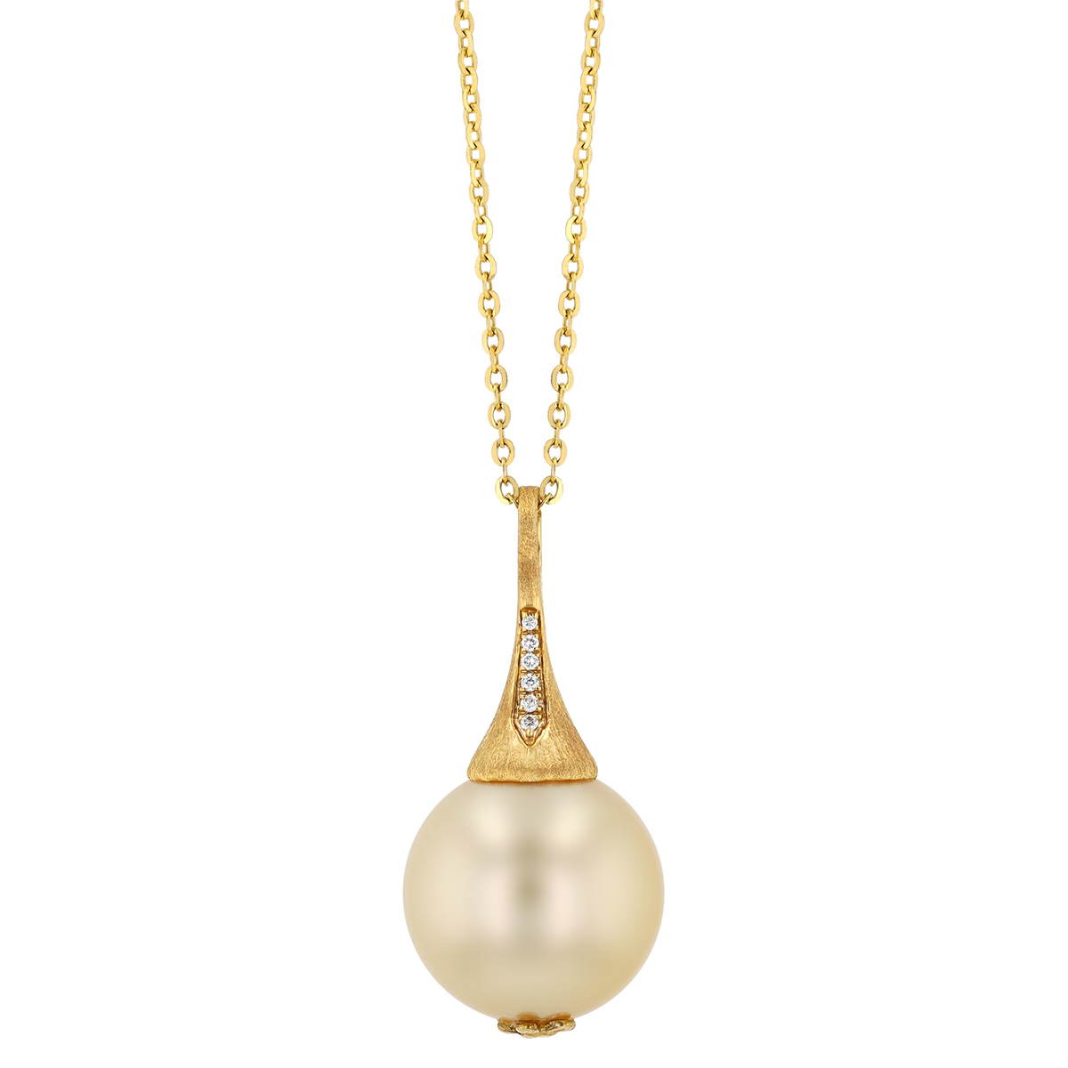 TARA Pearls Golden South Sea Cultured Pearl Pendant with Diamond Accents in Yellow Gold, 18