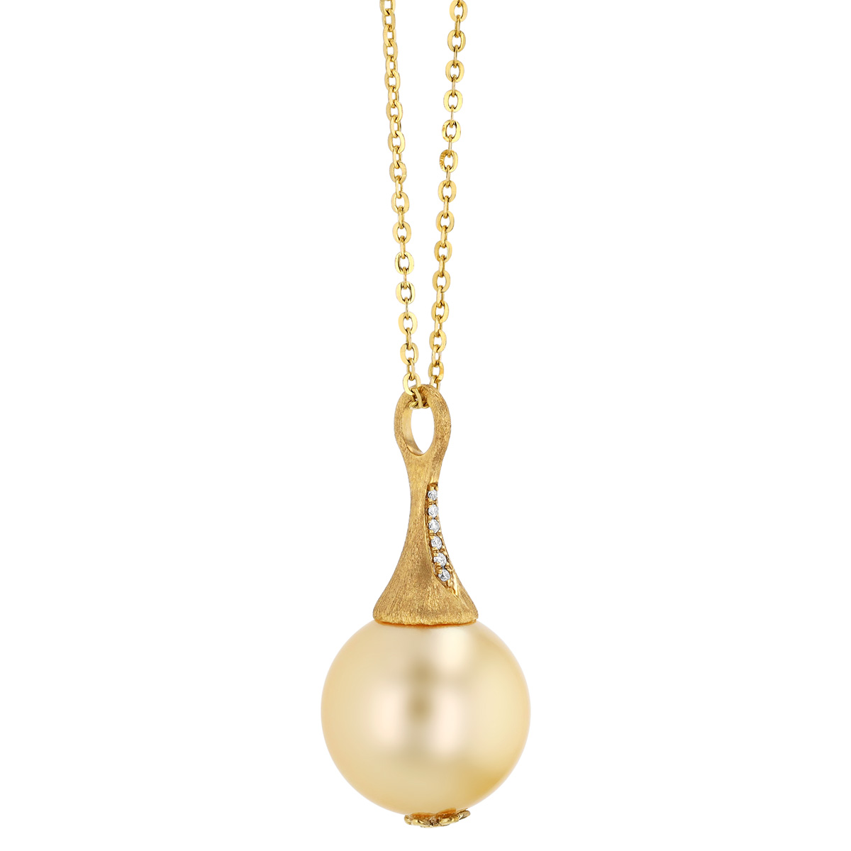 TARA Pearls Golden South Sea Cultured Pearl Pendant with Diamond Accents in Yellow Gold, 18