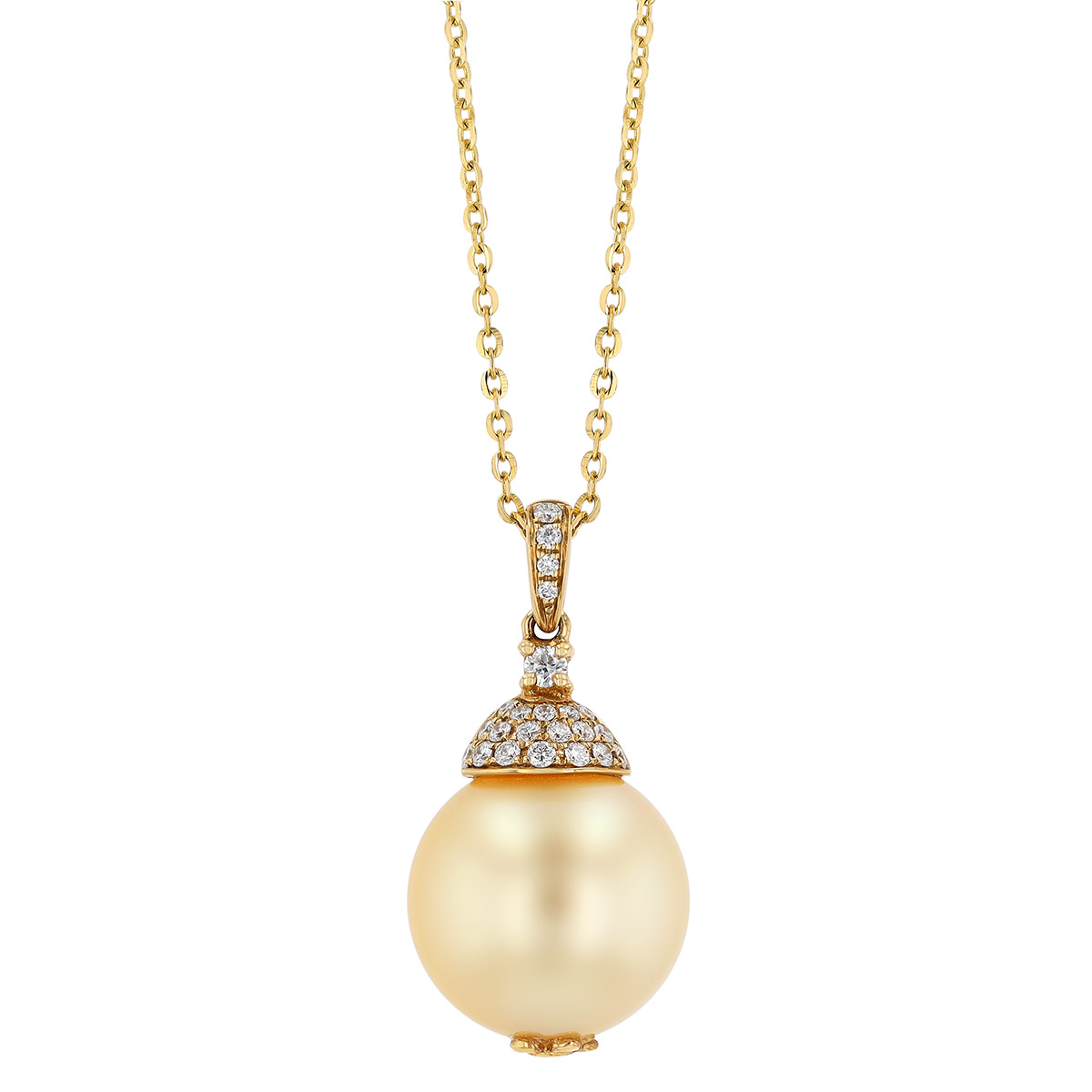 TARA Pearls Golden South Sea Cultured Pearl & Diamond Bail Pendant in Yellow Gold, 18