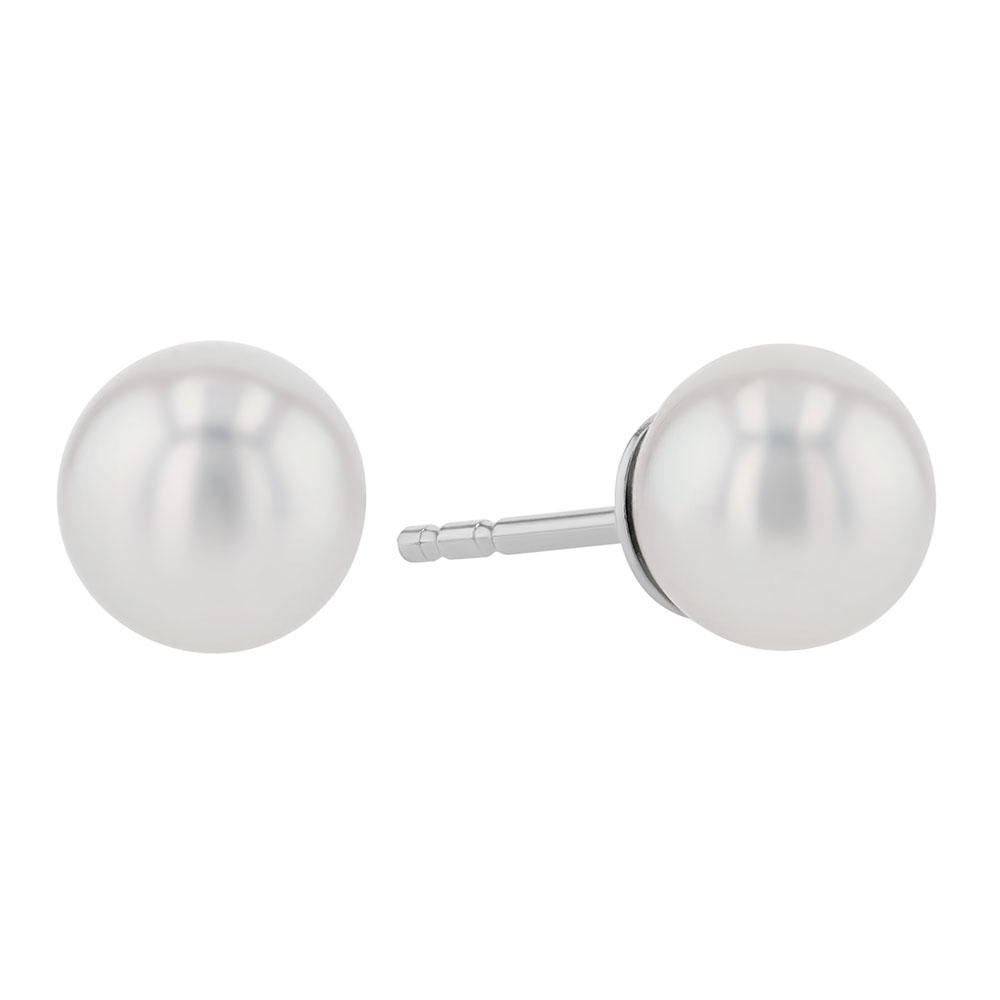 TARA Pearls Cultured Pearl Stud Earrings in White Gold, 6.5-7 mm