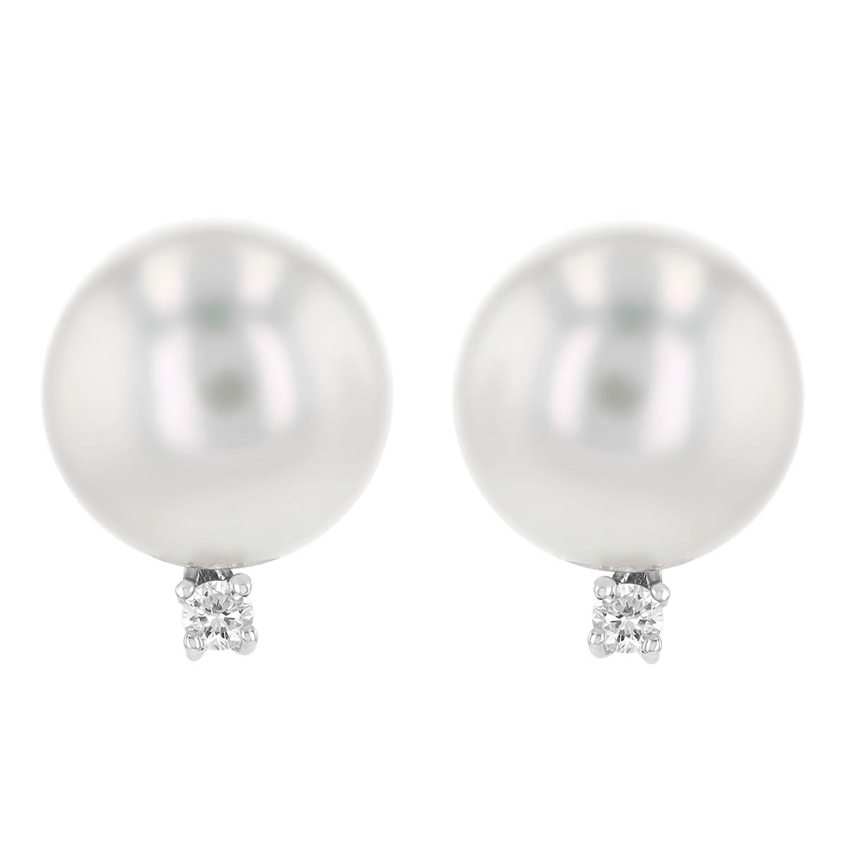 TARA Pearls White Cultured Pearl & Diamond Stud Earrings in White Gold