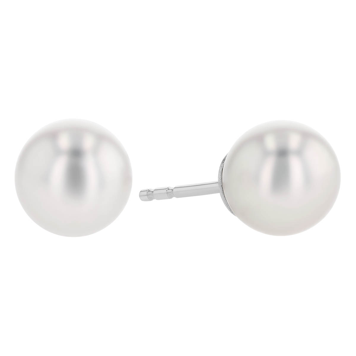 TARA Pearls White Cultured Pearl Stud Earrings in White Gold, 7.5-8 mm