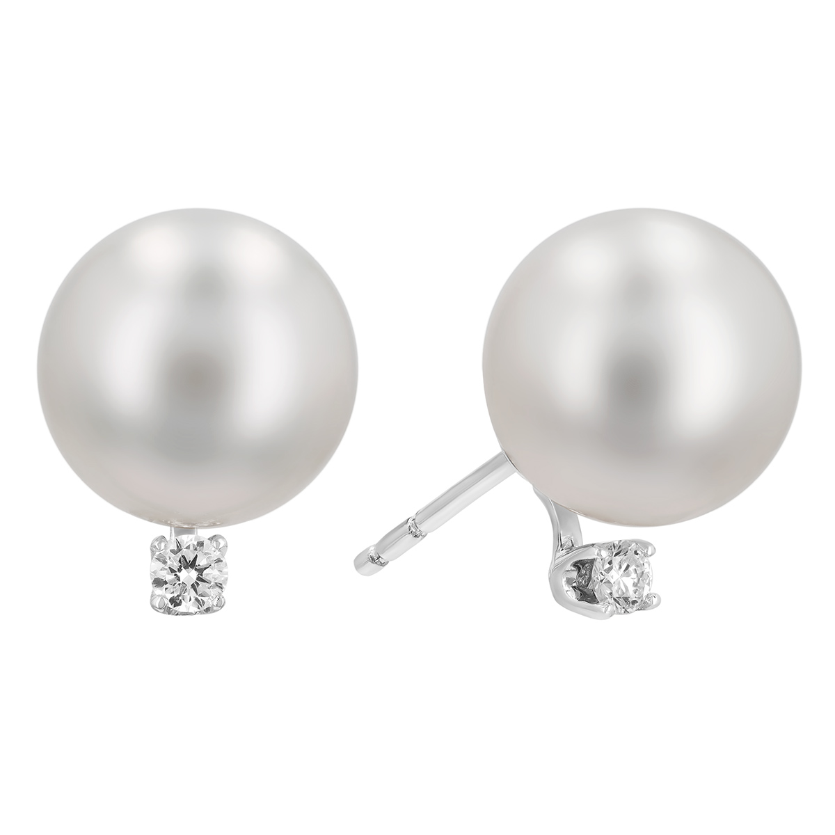 TARA Pearls White South Sea Cultured Pearl & Diamond Stud Earrings in White Gold, 9-10 mm