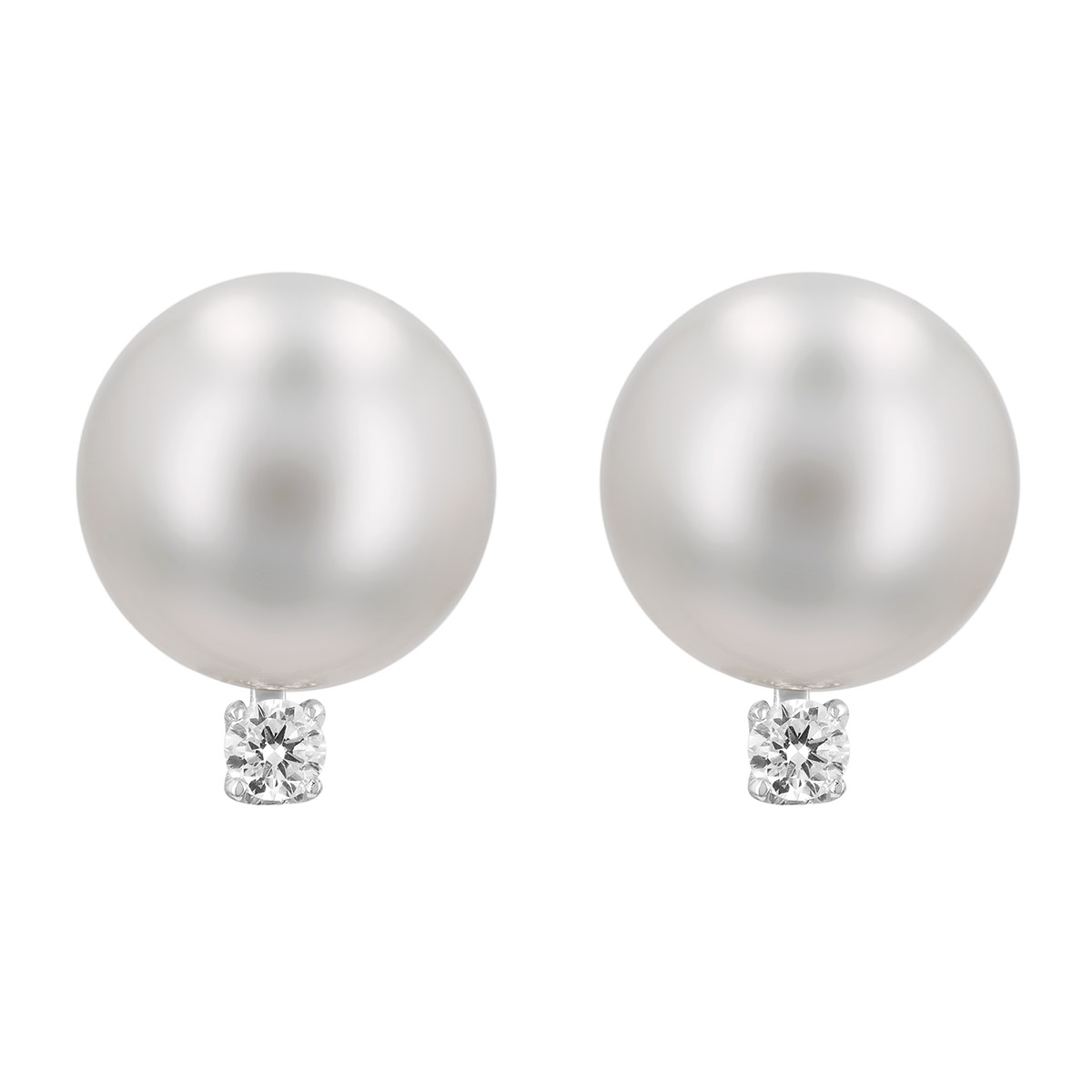 TARA Pearls White South Sea Cultured Pearl & Diamond Stud Earrings in White Gold, 9-10 mm