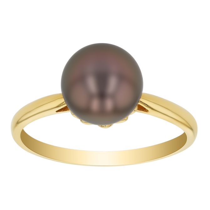TARA Pearls Tahitian South Sea Cultured Pearl Ring in Yellow Gold, 8-9 mm