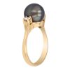 TARA Pearls Black Tahitian South Sea Cultured Pearl & Diamond 3 Stone Ring in Yellow Gold