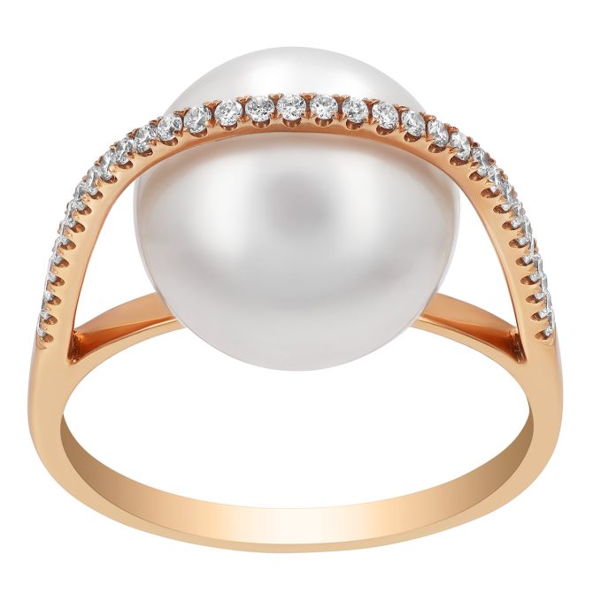 TARA Pearls White South Sea Cultured Pearl & Diamond High Profile Ring in Rose Gold