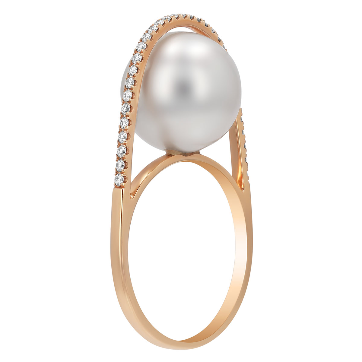 TARA Pearls White South Sea Cultured Pearl & Diamond High Profile Ring in Rose Gold