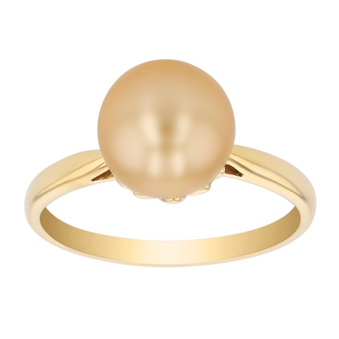 TARA Pearls Golden South Sea Cultured Pearl Ring in Yellow Gold, 9-10 mm