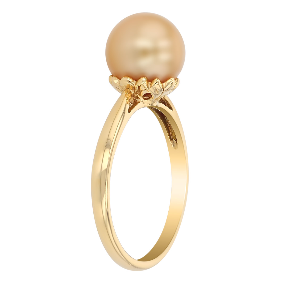 TARA Pearls Golden South Sea Cultured Pearl Ring in Yellow Gold, 9-10 mm