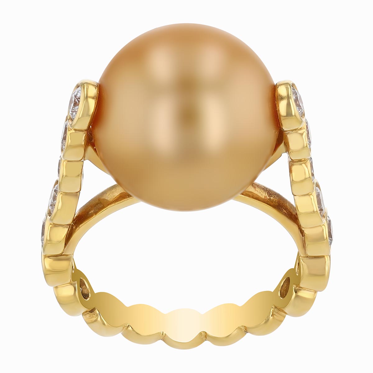 TARA Pearls Golden South Sea Cultured Pearl & Diamond Bezel Band Ring in Yellow Gold