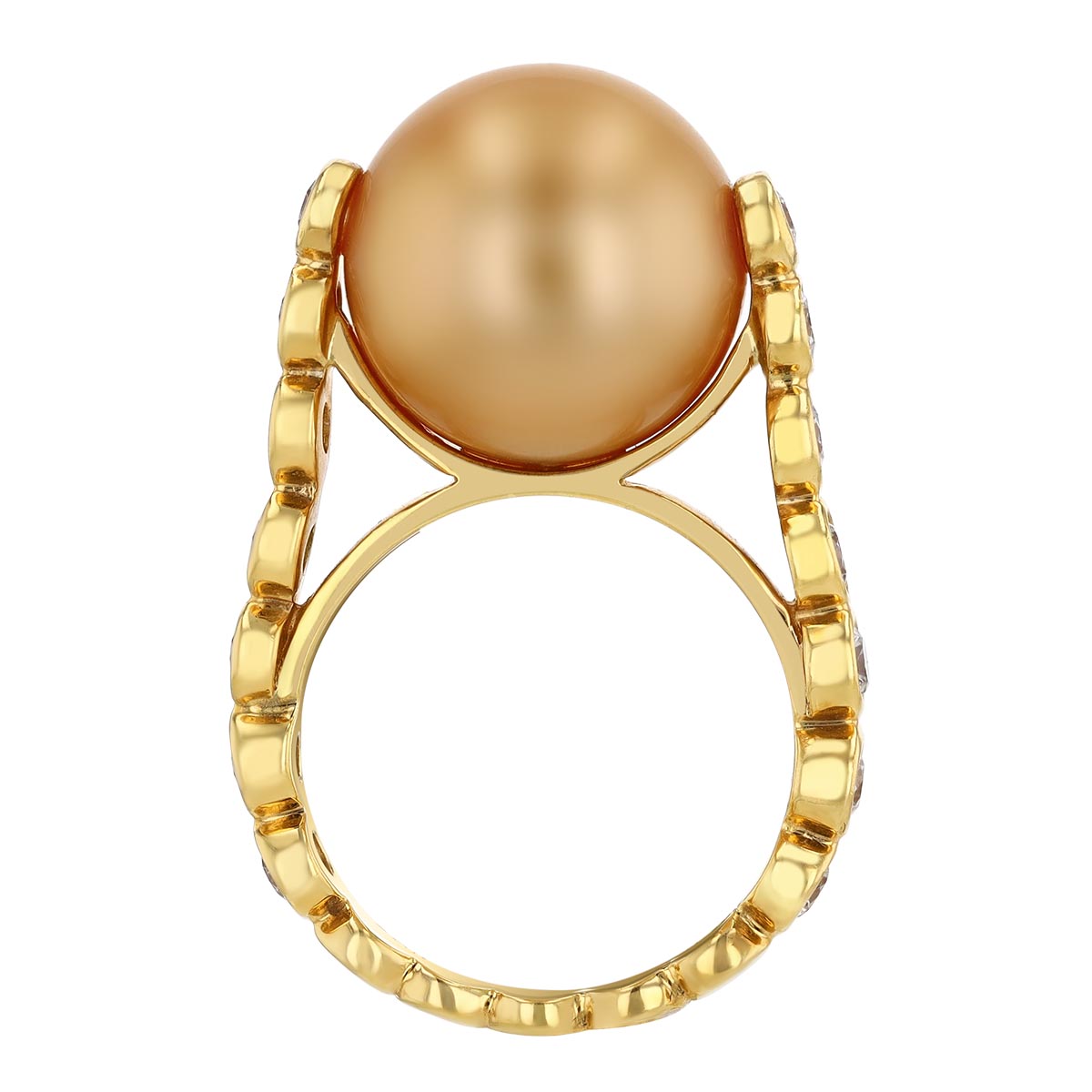 TARA Pearls Golden South Sea Cultured Pearl & Diamond Bezel Band Ring in Yellow Gold