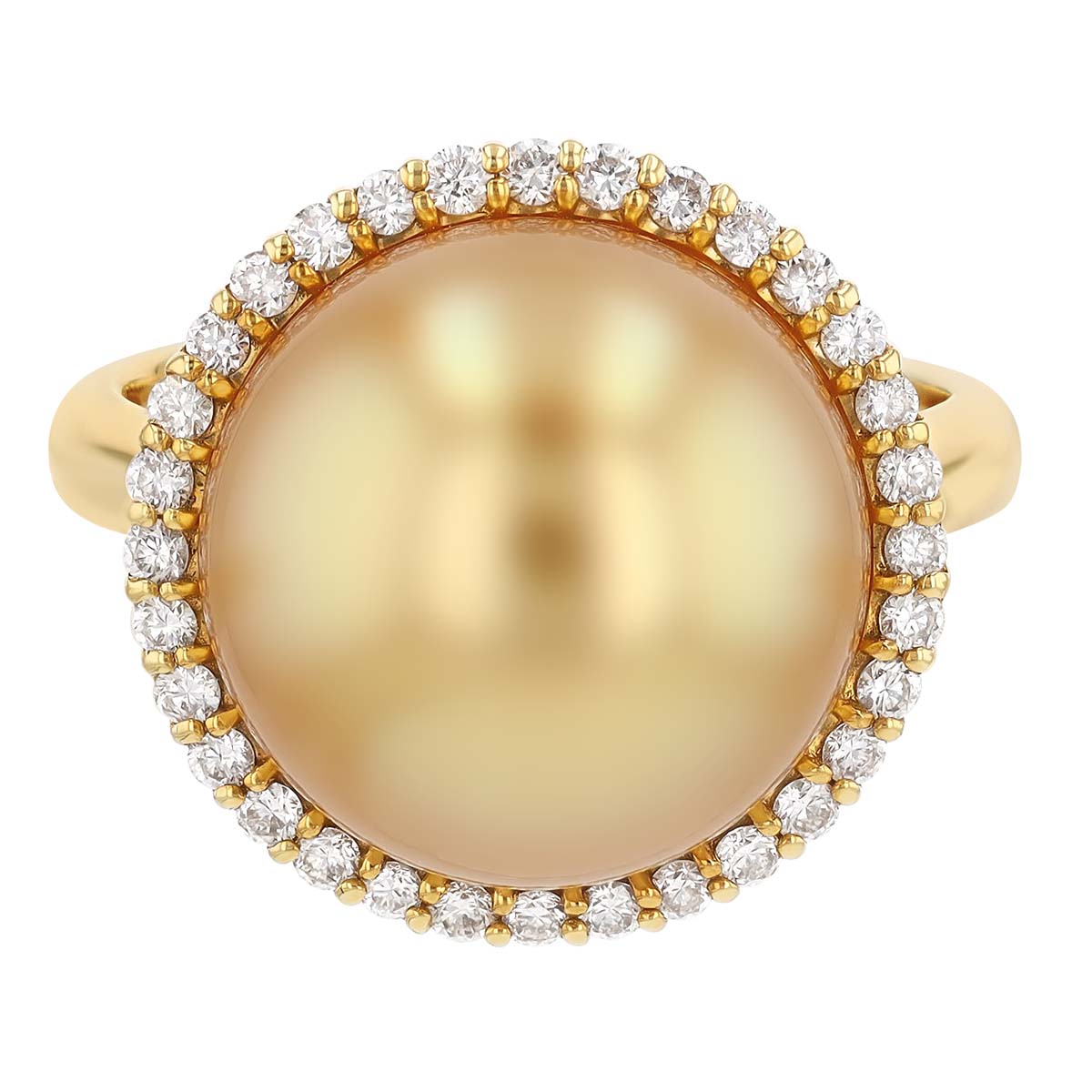 TARA Pearls Golden South Sea Cultured Pearl & Diamond Halo Ring in Yellow Gold, 13 mm