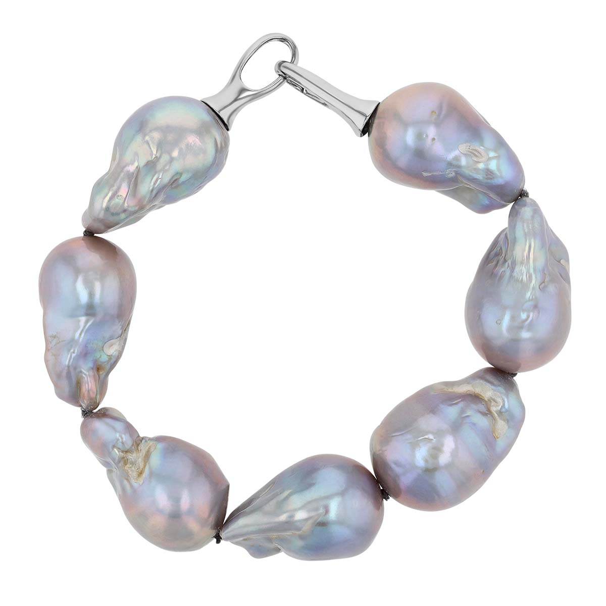 TARA Pearls Grey Freshwater Baroque Cultured Pearl Bracelet in Sterling Silver, 8