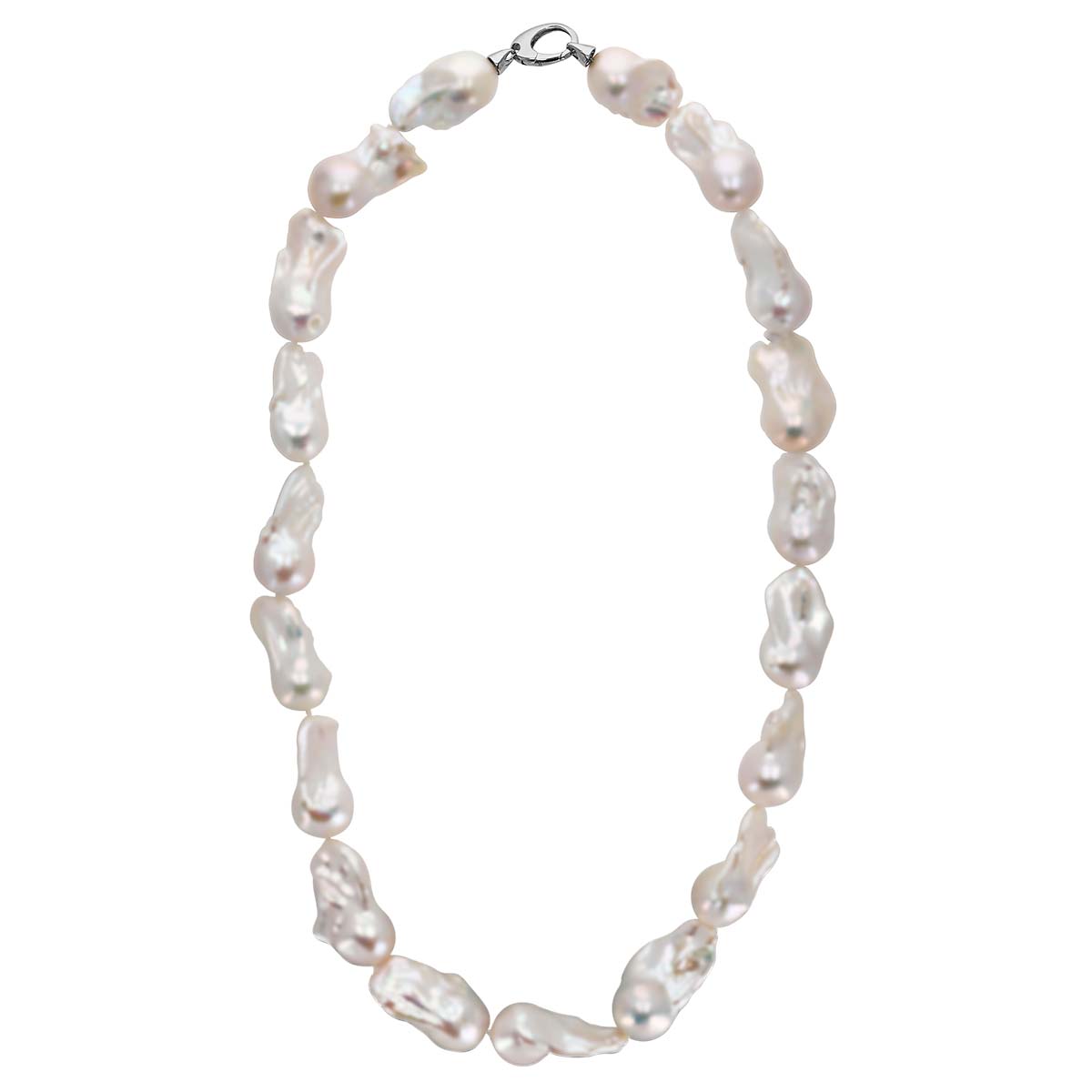 TARA Pearls Baroque White Freshwater Cultured Pearl Necklace with Sterling Silver Clasp, 26