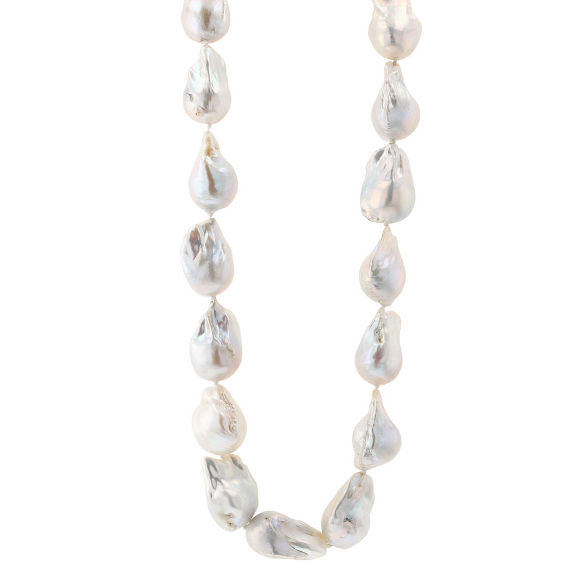 TARA Pearls White Baroque Freshwater Cultured Pearl Strand Necklace in Sterling Silver, 18