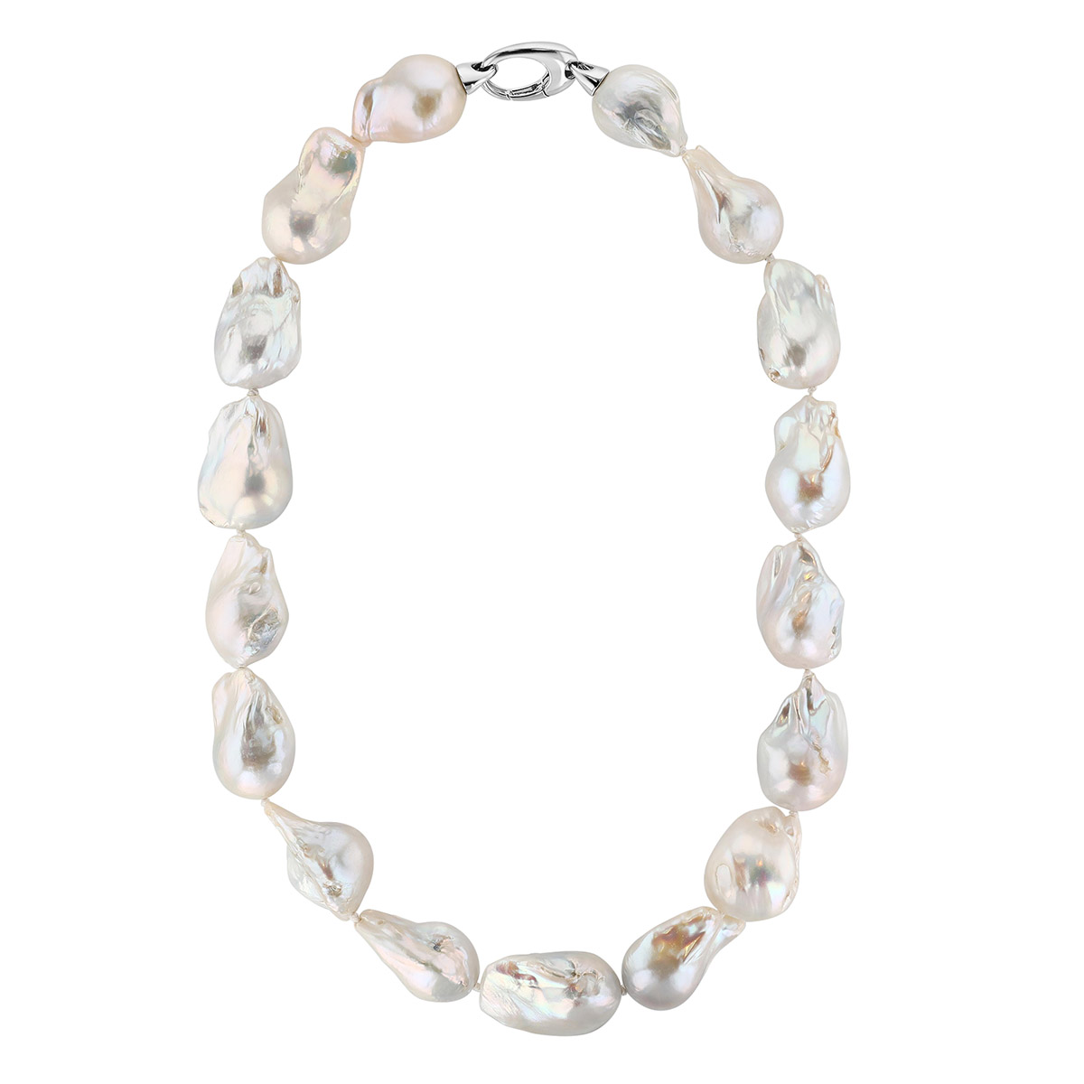 TARA Pearls White Baroque Freshwater Cultured Pearl Strand Necklace in Sterling Silver, 18