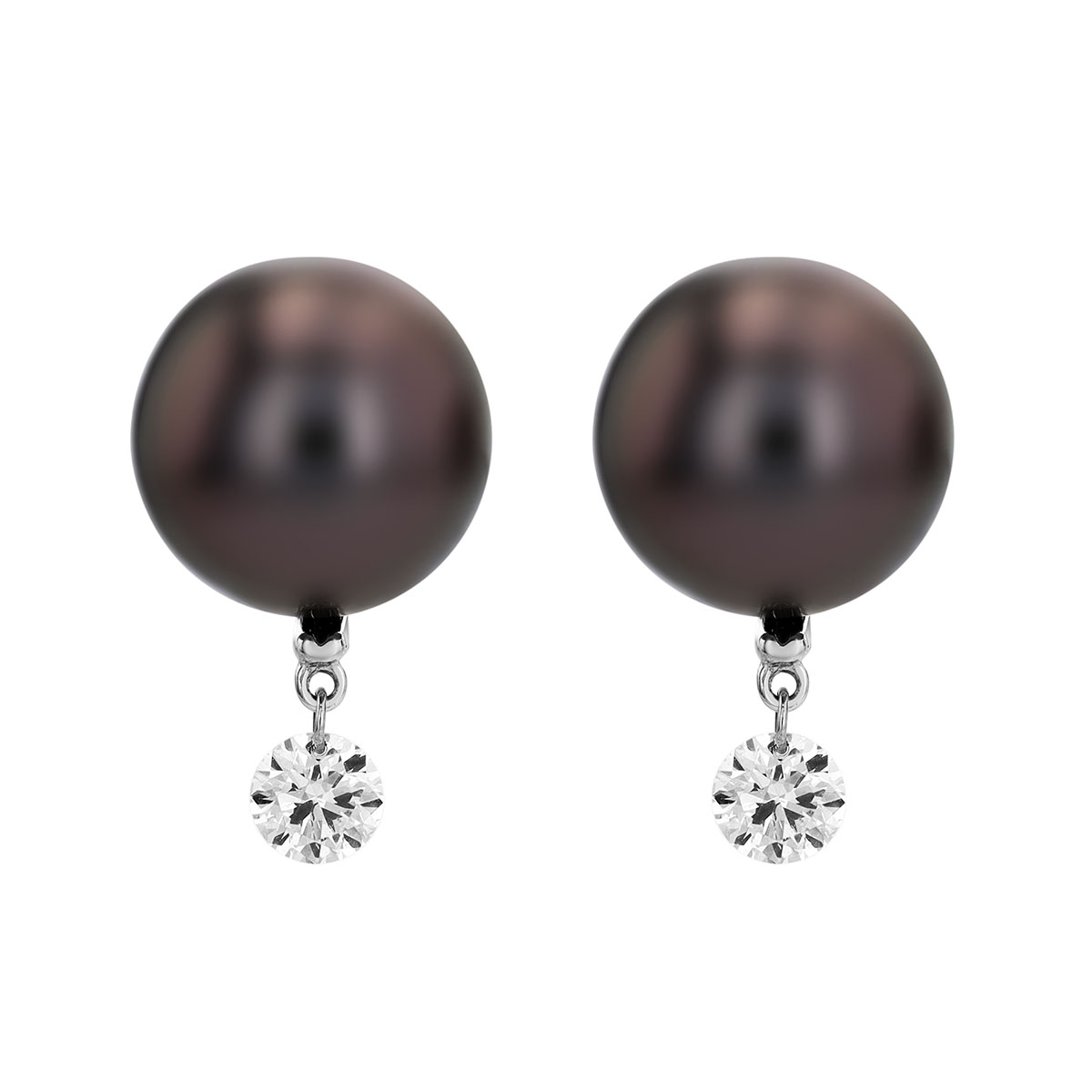 TARA Pearls Tahitian South Sea Cultured Pearl & Diamond Drop Stud Earrings in White Gold, 10-11 mm