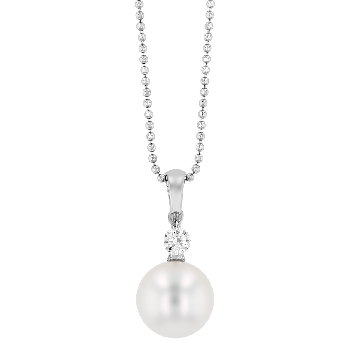 TARA Pearls White South Sea Cultured Pearl & Diamond Pendant in White Gold 18