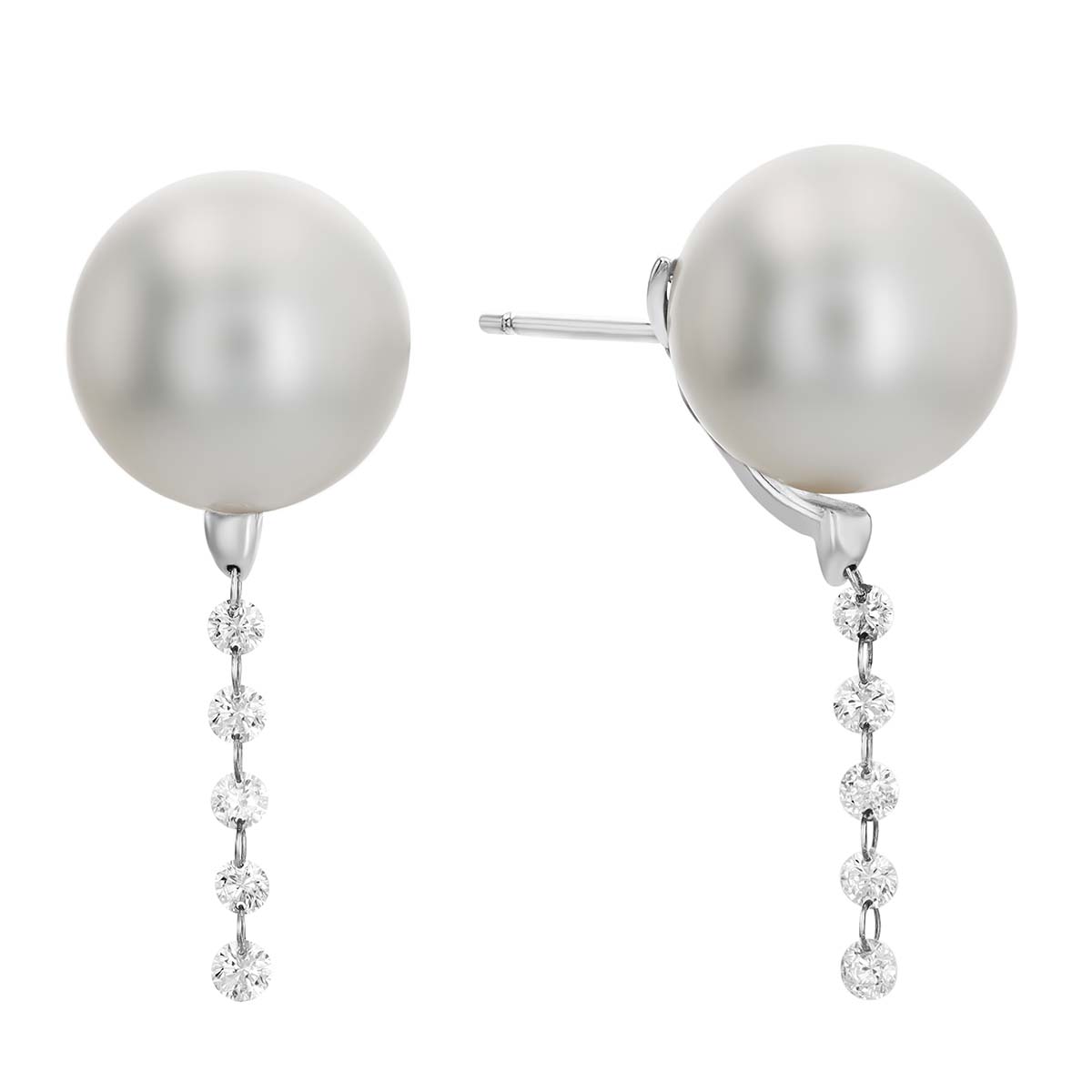 TARA Pearls White South Sea Cultured Pearl & Diamond Dangle Stud Earrings in White Gold