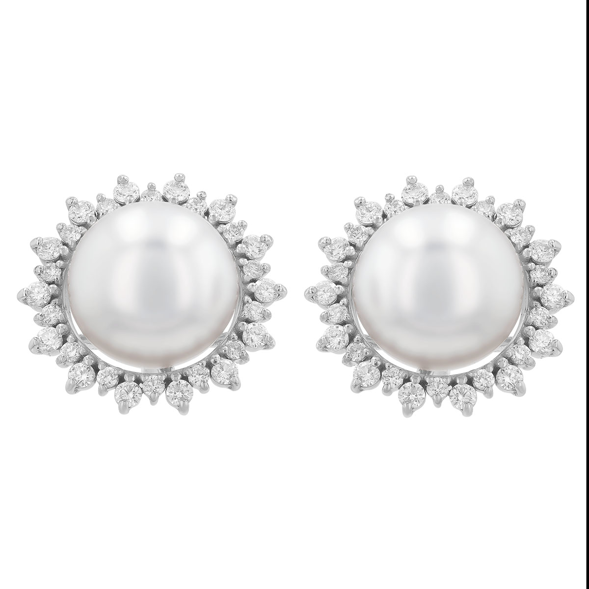 TARA Pearls South Sea Cultured Pearl Earrings with Diamond Halos