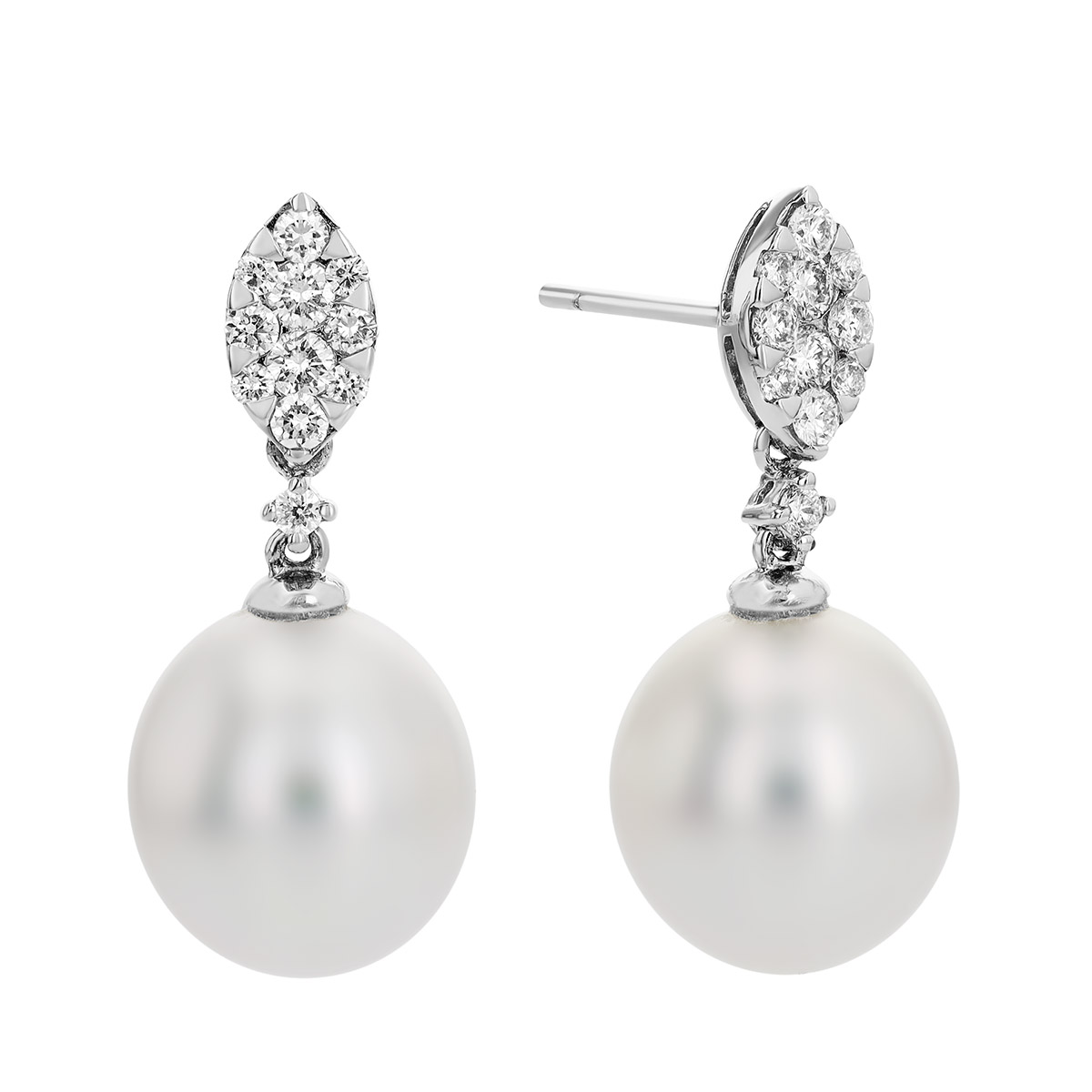TARA Pearls White South Sea Cultured Pearl & Diamond Dangle Earrings in White Gold, 11 mm